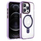 For iPhone 12 Pro Crystal TPU Hybrid PC MagSafe Holder Phone Case(Transparent Purple) - 1