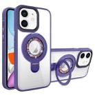 For iPhone 11 MagSafe Flip Holder Full Coverage TPU+PC Clear Phone Case(Dark Purple) - 1