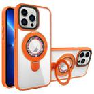 For iPhone 13 Pro MagSafe Flip Holder Full Coverage TPU+PC Clear Phone Case(Orange) - 1