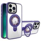 For iPhone 13 Pro Max MagSafe Flip Holder Full Coverage TPU+PC Clear Phone Case(Dark Purple) - 1