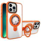 For iPhone 13 Pro Max MagSafe Flip Holder Full Coverage TPU+PC Clear Phone Case(Orange) - 1