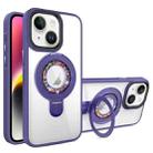 For iPhone 14 MagSafe Flip Holder Full Coverage TPU+PC Clear Phone Case(Dark Purple) - 1