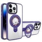 For iPhone 14 Pro MagSafe Flip Holder Full Coverage TPU+PC Clear Phone Case(Dark Purple) - 1