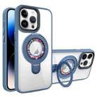 For iPhone 14 Pro MagSafe Flip Holder Full Coverage TPU+PC Clear Phone Case(Blue) - 1