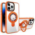 For iPhone 14 Pro Max MagSafe Flip Holder Full Coverage TPU+PC Clear Phone Case(Orange) - 1