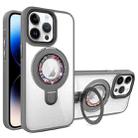 For iPhone 14 Pro Max MagSafe Flip Holder Full Coverage TPU+PC Clear Phone Case(Grey) - 1