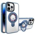 For iPhone 14 Pro Max MagSafe Flip Holder Full Coverage TPU+PC Clear Phone Case(Blue) - 1