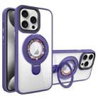 For iPhone 15 Pro MagSafe Flip Holder Full Coverage TPU+PC Clear Phone Case(Dark Purple) - 1