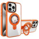 For iPhone 15 Pro MagSafe Flip Holder Full Coverage TPU+PC Clear Phone Case(Orange) - 1