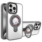 For iPhone 15 Pro MagSafe Flip Holder Full Coverage TPU+PC Clear Phone Case(Grey) - 1