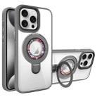 For iPhone 15 Pro Max MagSafe Flip Holder Full Coverage TPU+PC Clear Phone Case(Grey) - 1
