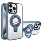 For iPhone 15 Pro Max MagSafe Flip Holder Full Coverage TPU+PC Clear Phone Case(Blue) - 1