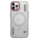 For iPhone 15 Pro Frosted Metal Lens Protection Frame MagSafe Phone Case(Red SENSORY) - 1