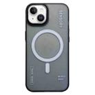 For iPhone 14 Frosted Metal Lens Protection Frame MagSafe Phone Case(Black SENSORY) - 1