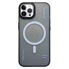 For iPhone 14 Pro Max Frosted Metal Lens Protection Frame MagSafe Phone Case(Black SENSORY) - 1