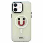 For iPhone 12 Frosted Metal Lens Protection Frame MagSafe Phone Case(Magnet Emoji) - 1