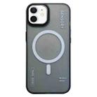 For iPhone 11 Frosted Metal Lens Protection Frame MagSafe Phone Case(Black SENSORY) - 1