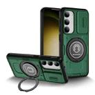 For Samsung Galaxy S23 5G Sliding Camshield TPU Hybrid PC Magnetic Holder Phone Case(Dark Green) - 1
