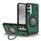 For Samsung Galaxy S24 5G Sliding Camshield TPU Hybrid PC Magnetic Holder Phone Case(Dark Green) - 1