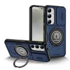 For Samsung Galaxy S24 5G Sliding Camshield TPU Hybrid PC Magnetic Holder Phone Case(Dark Blue) - 1