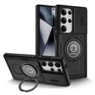 For Samsung Galaxy S24 Ultra 5G Sliding Camshield TPU Hybrid PC Magnetic Holder Phone Case(Black) - 1