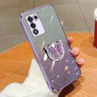 For OPPO K9s Plated Gradient Glitter Butterfly Holder TPU Phone Case(Purple) - 1