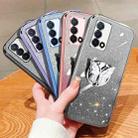 For OPPO K9 Plated Gradient Glitter Butterfly Holder TPU Phone Case(Sierra Blue) - 2