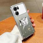 For OPPO K10 Plated Gradient Glitter Butterfly Holder TPU Phone Case(Silver) - 1