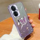 For OPPO K11x Plated Gradient Glitter Butterfly Holder TPU Phone Case(Purple) - 1