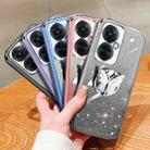 For OPPO K11x Plated Gradient Glitter Butterfly Holder TPU Phone Case(Black) - 2