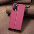 For OPPO A16 / A16s / A54s / A55 / A54 Square Texture Leather Phone Case(Red) - 3