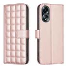 For OPPO A58 4G Square Texture Leather Phone Case(Rose Gold) - 1