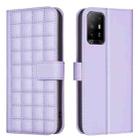 For OPPO A94 5G / Reno5 Z / F19 Pro+ Square Texture Leather Phone Case(Purple) - 1