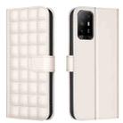 For OPPO A94 5G / Reno5 Z / F19 Pro+ Square Texture Leather Phone Case(Beige) - 1