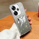 For Redmi Turbo 3 Plated Gradient Glitter Butterfly Holder TPU Phone Case(Silver) - 1