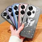 For Redmi Turbo 3 Plated Gradient Glitter Butterfly Holder TPU Phone Case(Silver) - 2
