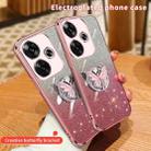 For Redmi Turbo 3 Plated Gradient Glitter Butterfly Holder TPU Phone Case(Silver) - 3