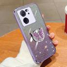 For Redmi K60 Ultra Plated Gradient Glitter Butterfly Holder TPU Phone Case(Purple) - 1