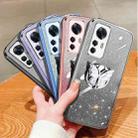 For Redmi K50 Ultra Plated Gradient Glitter Butterfly Holder TPU Phone Case(Sierra Blue) - 2