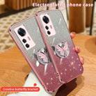 For Redmi K50 Ultra Plated Gradient Glitter Butterfly Holder TPU Phone Case(Sierra Blue) - 3
