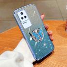 For Redmi K40S Plated Gradient Glitter Butterfly Holder TPU Phone Case(Sierra Blue) - 1