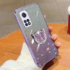 For Redmi K30S / K30S Ultra Plated Gradient Glitter Butterfly Holder TPU Phone Case(Purple) - 1