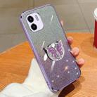 For Redmi A1 Plated Gradient Glitter Butterfly Holder TPU Phone Case(Purple) - 1