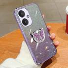 For Redmi 13C 5G Plated Gradient Glitter Butterfly Holder TPU Phone Case(Purple) - 1