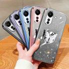 For Redmi 13C Plated Gradient Glitter Butterfly Holder TPU Phone Case(Silver) - 2