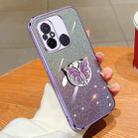 For Redmi 12C Plated Gradient Glitter Butterfly Holder TPU Phone Case(Purple) - 1