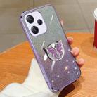 For Redmi 12 5G Plated Gradient Glitter Butterfly Holder TPU Phone Case(Purple) - 1