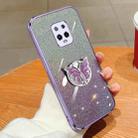 For Redmi 10X Pro 5G Plated Gradient Glitter Butterfly Holder TPU Phone Case(Purple) - 1