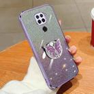 For Redmi 10X 4G Plated Gradient Glitter Butterfly Holder TPU Phone Case(Purple) - 1