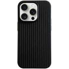For iPhone 15 Pro Max Macaroon Tile Stripe TPU Hybrid PC Phone Case(Black) - 1